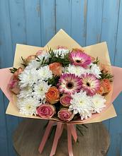 Букет цветов из:  Розы, Герберы и Хризантемы #REPLACE_PRED# Красном Холме Тверской области