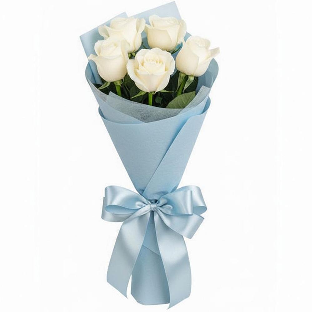 Букет 5 Белых роз Проуд в Красном Холме Тверской области