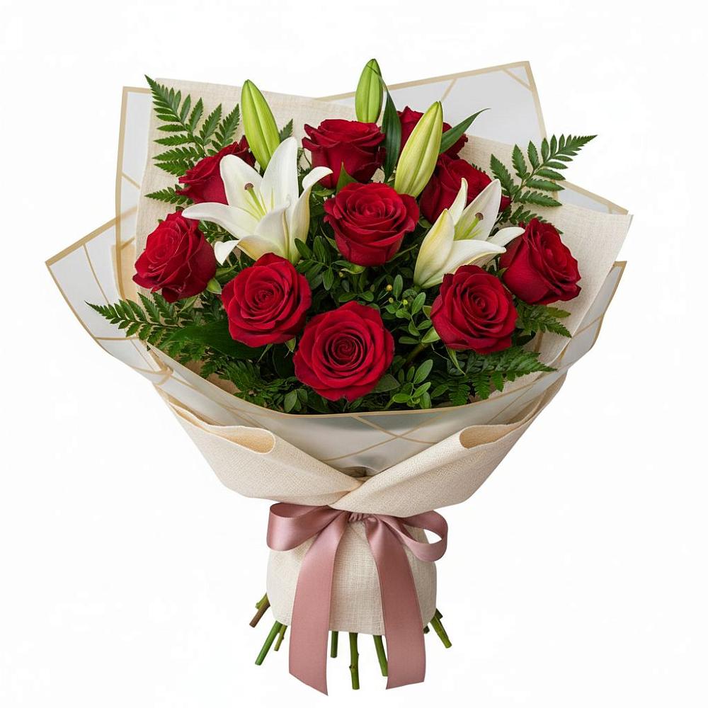 Букет цветов из: Лилии и Розы в Красном Холме Тверской области