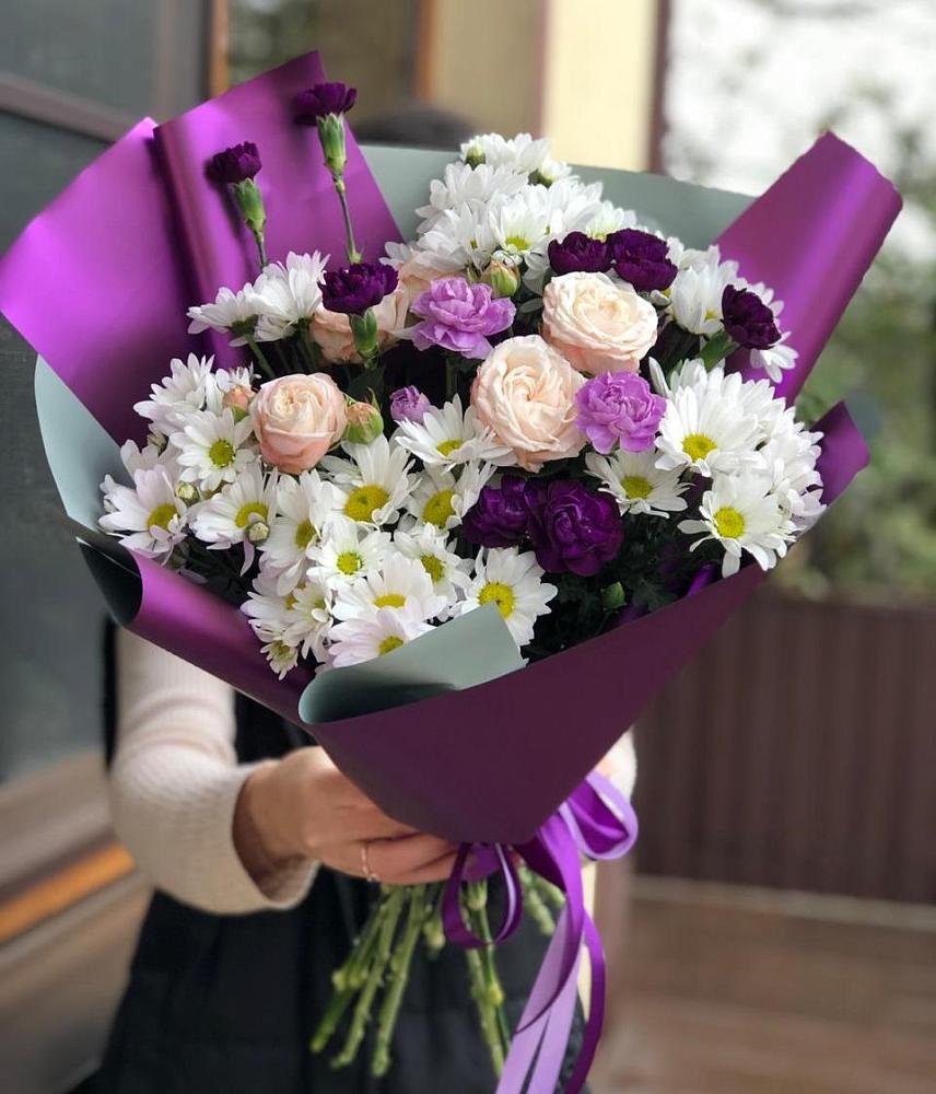 Букет цветов из: Хризантемы, Гвоздики и Розы в Красном Холме Тверской области