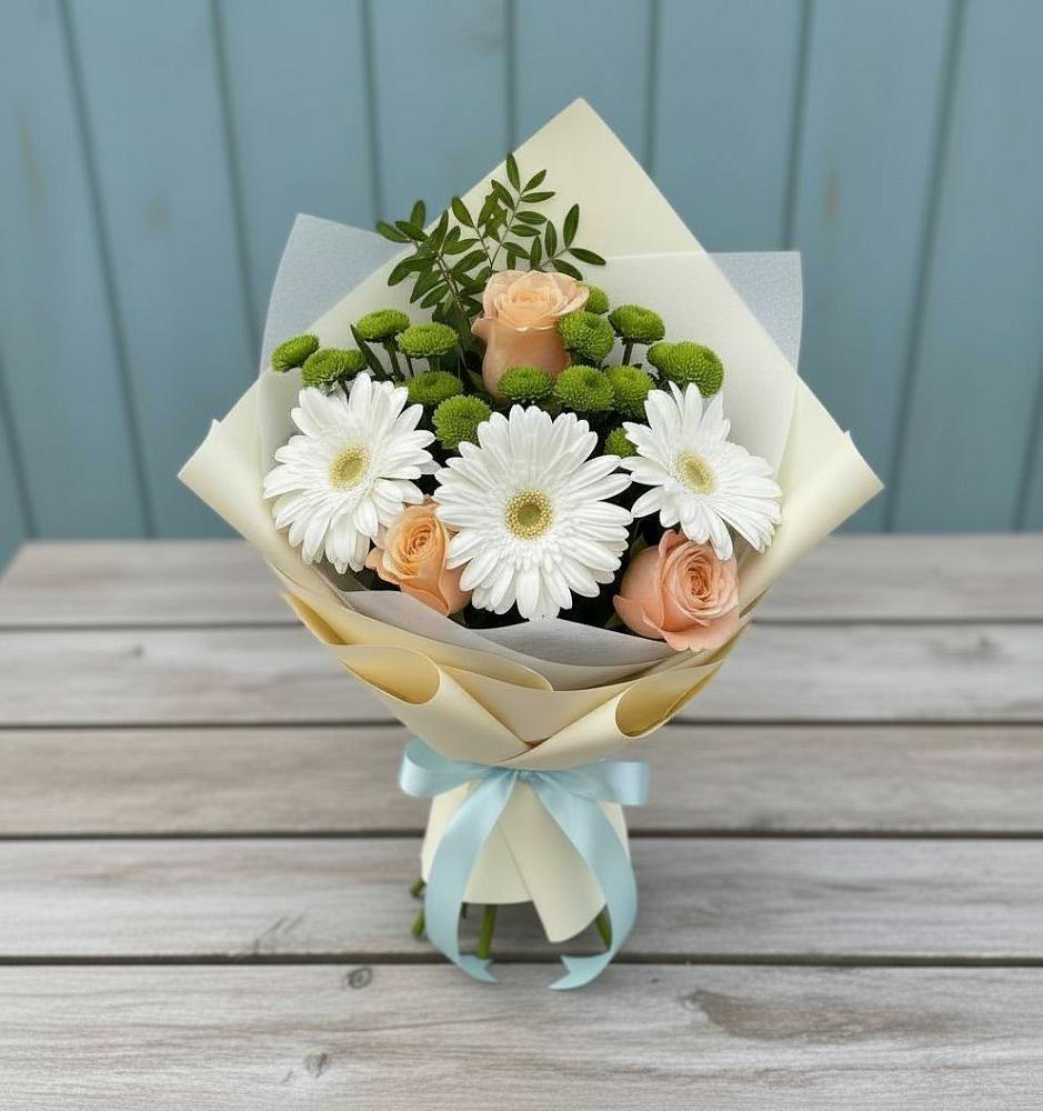Букет цветов из: Герберы, Розы и Хризантемы в Красном Холме Тверской области