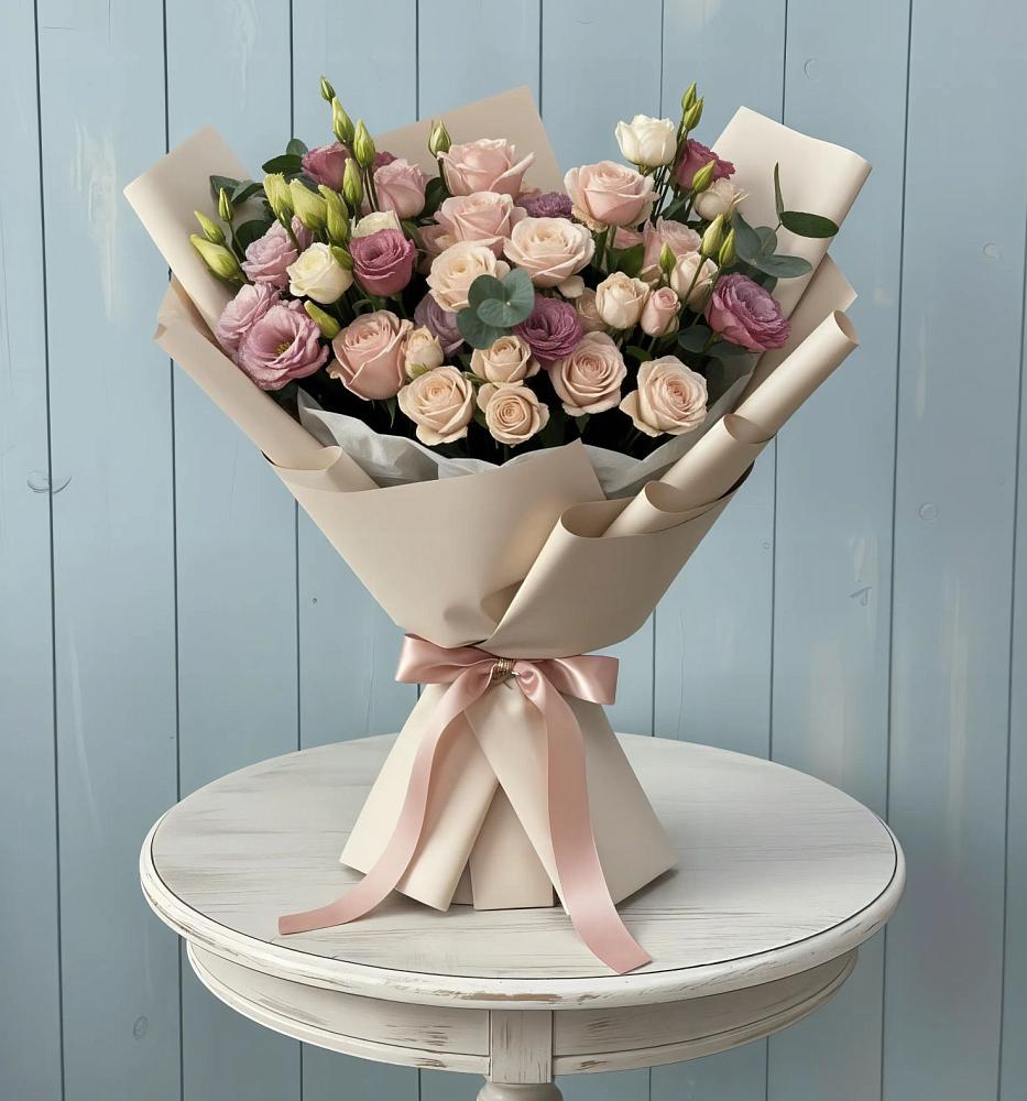 Букет цветов из: Розы и Лизиантусы в Красном Холме Тверской области