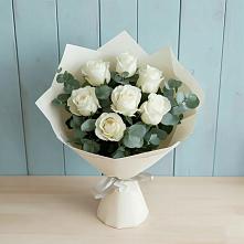 Букет Белые розы в Эвкалипте в Красном Холме Тверской области